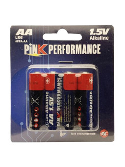 PINK PERFORMANCE PILES ALCALINE AA 1.5V R6 (4PCS) PPA-AA