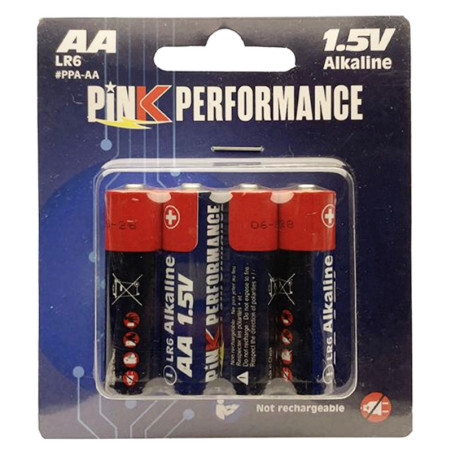 PINK PERFORMANCE PILES ALCALINE AA 1.5V R6 (4PCS) PPA-AA