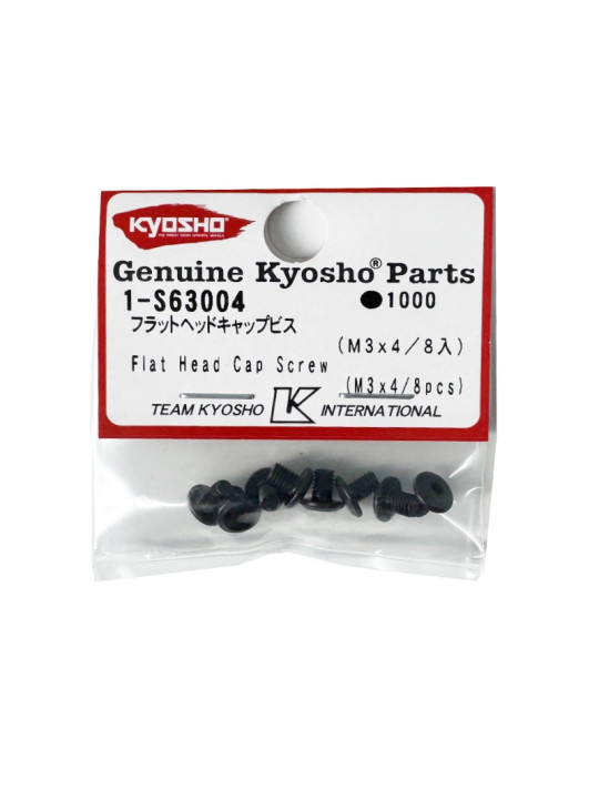 KYOSHO FLAT HEAD CAP SCREW M3X4MM (8) 1-S63004