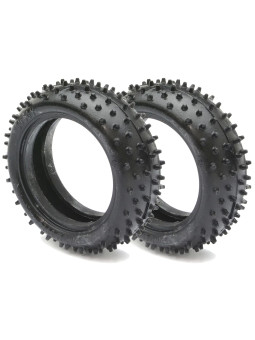 BALLISTIC 1:10 BUGGY TYRES 4WD FRONT SPIKE GREEN (2) BBT03