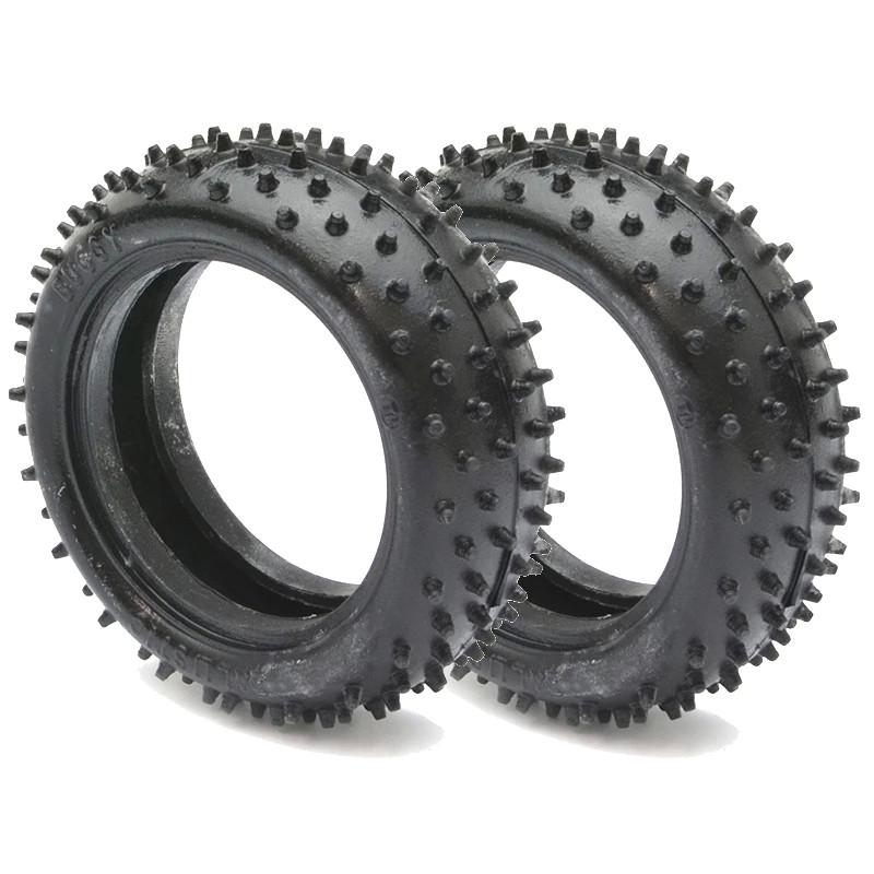 BALLISTIC 1:10 BUGGY TYRES 4WD FRONT SPIKE GREEN (2) BBT03