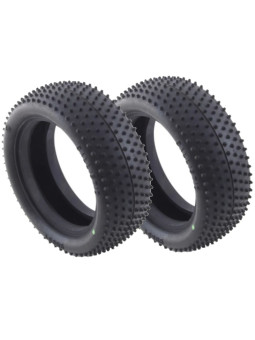 BALLISTIC 1:10 BUGGY TYRES 4WD FRONT PIN GREEN (2) BBT14