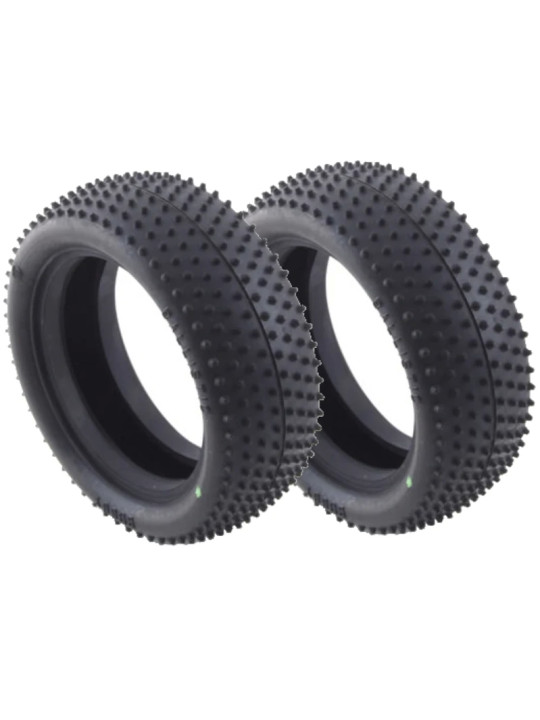 BALLISTIC 1:10 BUGGY TYRES 4WD FRONT PIN GREEN (2) BBT14