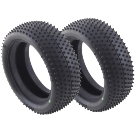 BALLISTIC 1:10 BUGGY TYRES 4WD FRONT PIN GREEN (2) BBT14