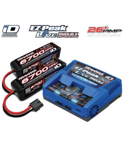 TRAXXAS CHARGER DUAL 2973G NiMH/LiPo WITH  2X 4S BATTERIES (6700MAH) 2890X iD 2997G
