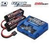 TRAXXAS PACK CHARGEUR LIVE 2973G + 2 x LIPO 4S 6700MAH 2890X PRISE TRAXXAS 2997G