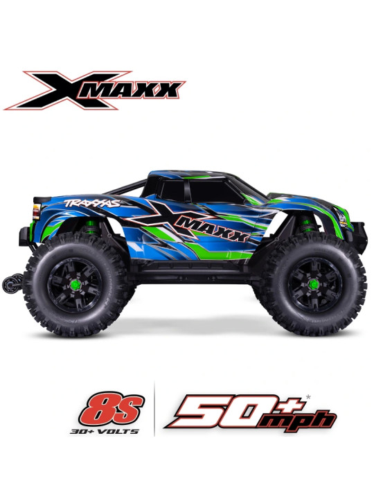 TRAXXAS X-MAXX MONSTER TRUCK 4X4 8S BELTED GREEN TQI RADIO & TSM RTR 77096-4-GRN