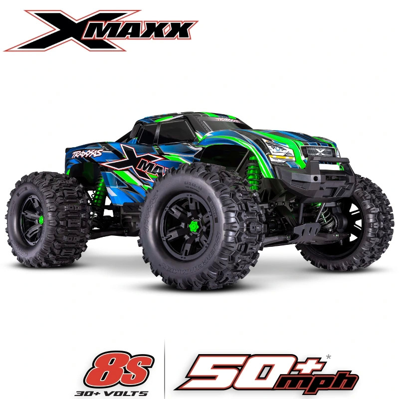 TRAXXAS X-MAXX MONSTER TRUCK 4X4 8S BELTED VERT RADIO TQI & TSM RTR 77096-4-GREEN