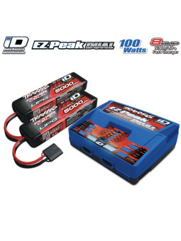 TRAXXAS BATTERY/CHARGER COMPLETER PACK ( 2972 ID® DUAL CHARGER (1), 2872X 5000MAH 11.1V 3-CELL 25C LIPO ID BATTERY (2) 2990G
