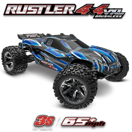 TRAXXAS RUSTLER STADIUM TRUCK 4X4 VXL BRUSHLESS BLUE HD 1/10 TQI TSM RTR 67376-4-BLUE