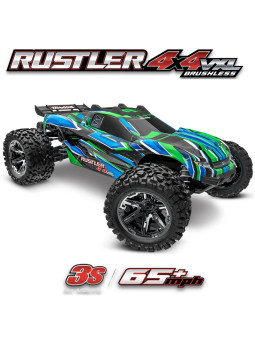 TRAXXAS RUSTLER STADIUM TRUCK 4X4 VXL BRUSHLESS VERT HD 1/10 TQI TSM RTR 67376-4-GRN