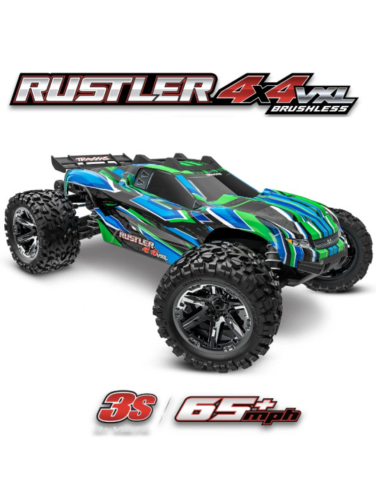 TRAXXAS RUSTLER STADIUM TRUCK 4X4 VXL BRUSHLESS GREEN HD 1/10 TQI TSM RTR 67376-4-GRN