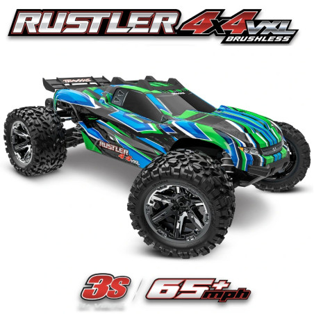 TRAXXAS RUSTLER STADIUM TRUCK 4X4 VXL BRUSHLESS GREEN HD 1/10 TQI TSM RTR 67376-4-GRN