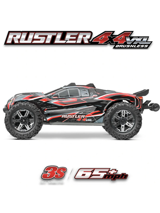 TRAXXAS RUSTLER STADIUM TRUCK 4X4 VXL BRUSHLESS ROUGE HD 1/10 TQI TSM RTR 67376-4-RED