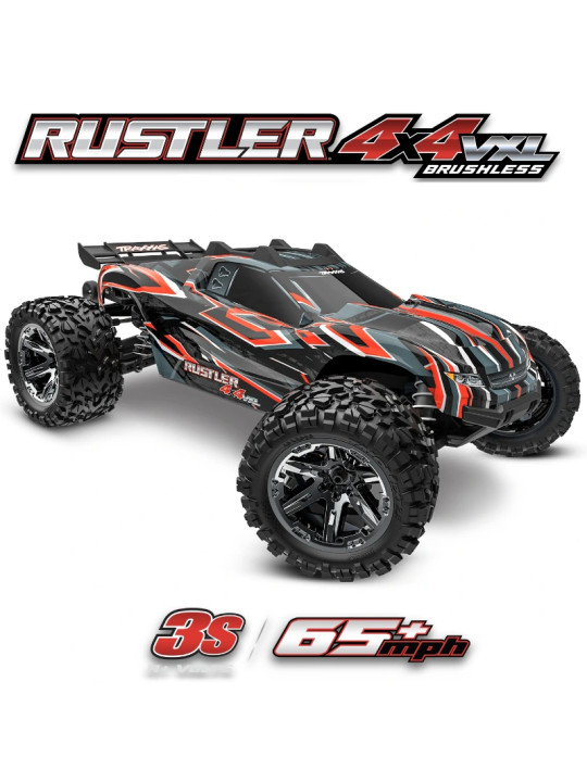 TRAXXAS RUSTLER STADIUM TRUCK 4X4 VXL BRUSHLESS ROUGE HD 1/10 TQI TSM RTR 67376-4-RED