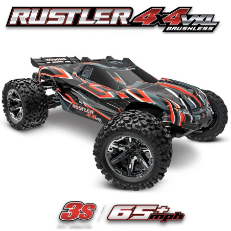 TRAXXAS RUSTLER STADIUM TRUCK 4X4 VXL BRUSHLESS ROUGE HD 1/10 TQI TSM RTR 67376-4-RED