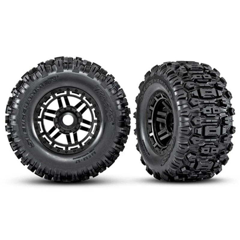 TRAXXAS ROUES MONTEES COLLEES NOIRES SLEDGEHAMMER - MAXX (2) 8973