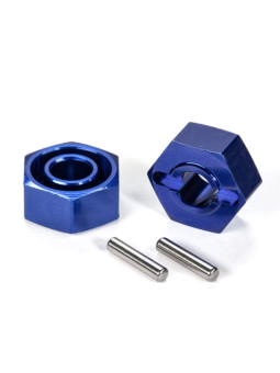 TRAXXAS WHEEL HUBS HEX (BLUE-ANODIZED, LIGHTWEIGHT ALUMINUM) (2) / AXLE PINS (2) 1654X