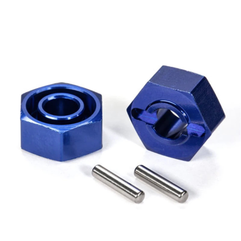 TRAXXAS WHEEL HUBS HEX (BLUE-ANODIZED, LIGHTWEIGHT ALUMINUM) (2) / AXLE PINS (2) 1654X