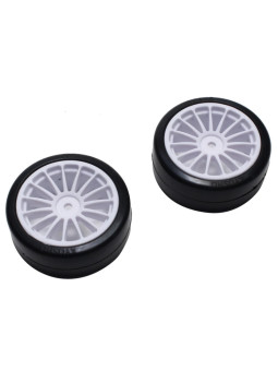 KYOSHO DRIFT PRE-GLUED TYRES FAZER VE-X 1:10 ON WHITE RIMS (2) FAT302W