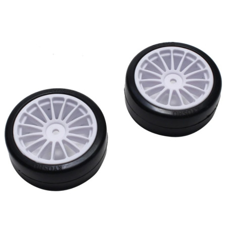 KYOSHO DRIFT PRE-GLUED TYRES FAZER VE-X 1:10 ON WHITE RIMS (2) FAT302W