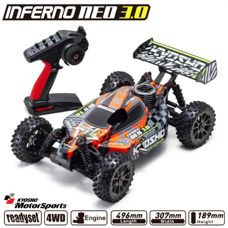 KYOSHO INFERNO NEO 3.0 1:8 RC NITRO READYSET (KE21SP) TYPE5 - ROUGE  33012T5B