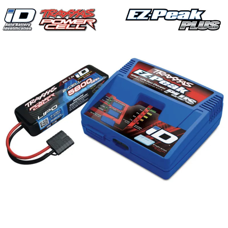 TRAXXAS BATTERY/CHARGER COMPLETER PACK ( 2970 ID® CHARGER (1), 2843X 5800MAH 7.4V 2-CELL 25C LIPO ID BATTERY (1) 2992G