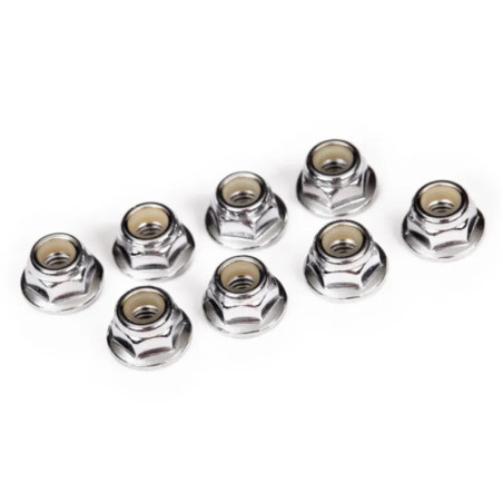 TRAXXAS NUTS 4MM FLANGED NYLON LOCKING (STEEL, SERRATED) (8) 3647
