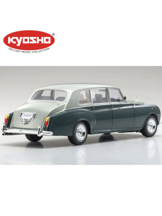 KYOSHO DIE CAST 1:18 ROLLS-ROYCE PHANTOM VI EWB 1968 GREEN-SILVER KS08905GRS