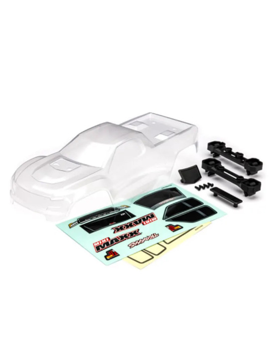 TRAXXAS BODY MINI MAXX CLEAR - WINDOW MASKS - DECAL SHEET 10711