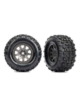 TRAXXAS ROUES MONTEES COLLEES GRISES SLEDGEHAMMER ARRIERE – MINI MAXX 10770-GRAY