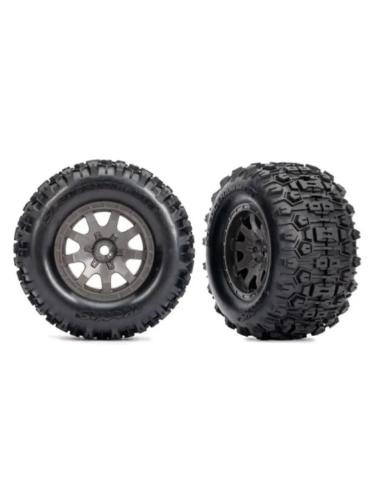 TRAXXAS ROUES MONTEES COLLEES GRISES SLEDGEHAMMER AVANT – MINI MAXX 10771-GRAY