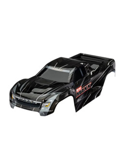 TRAXXAS BODY MINI MAXX BLACK PAINTED DECALS APPLIED 10711-BLK