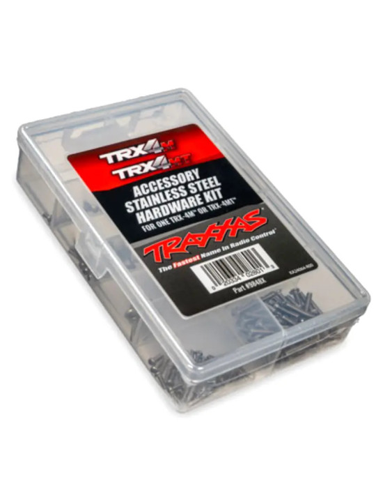 TRAXXAS HARDWARE KIT STAINLESS STEEL COMPLETE FOR TRX-4MT & TRX-4M (INCLUDES CLEAR PLASTIC STORAGE CONTAINER) 9848X
