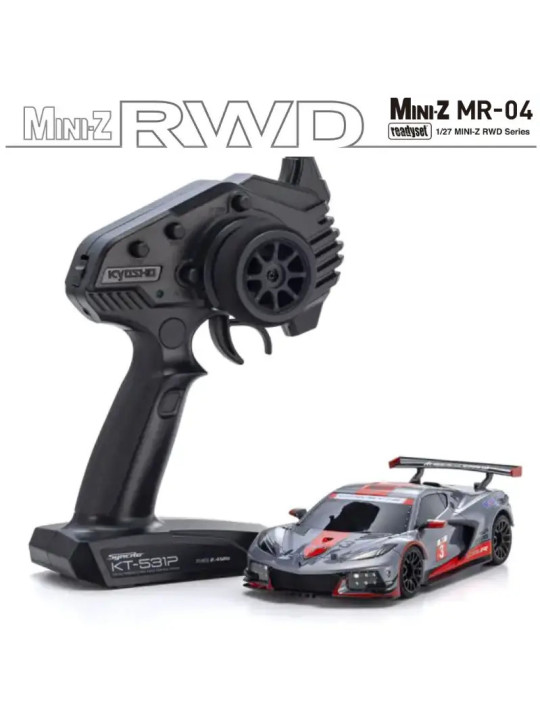 KYOSHO MINI-Z MR04 RWD CORVETTE C8-R GUN METAL/RED (W-MM/KT531P) 32356GMR