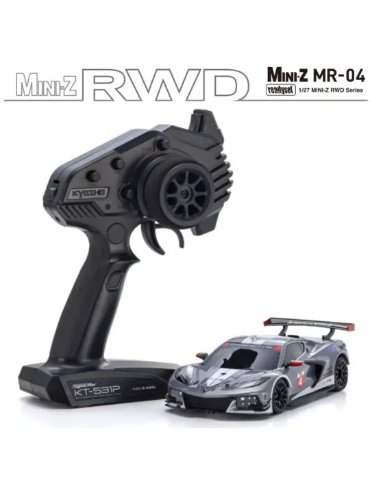 KYOSHO MINI-Z MR04 RWD CORVETTE C8-R GUN METAL/WHITE (W-MM/KT531P) 32356GMW