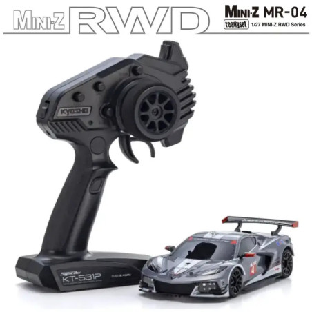 KYOSHO MINI-Z MR04 RWD CORVETTE C8-R GUN METAL/WHITE (W-MM/KT531P) 32356GMW