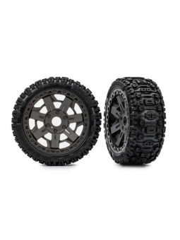 TRAXXAS ROUES MONTEES COLLEES GRISES 3,0 SLEDGEHAMMER – (X2) – JATO 4X4 9073