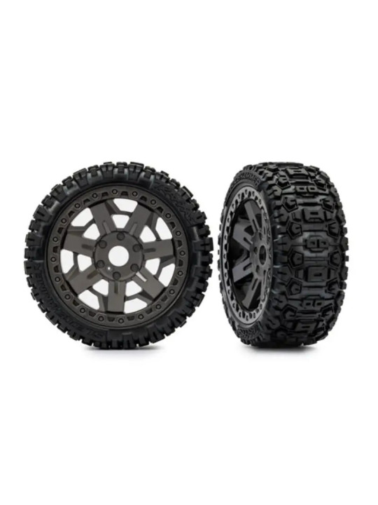 TRAXXAS TIRES & WHEELS ASSEMBLED GLUED (3.0" GRAY WHEELS SLEDGEHAMMER TIRES FOAM INSERTS) (2) – JATO 4X4 9073