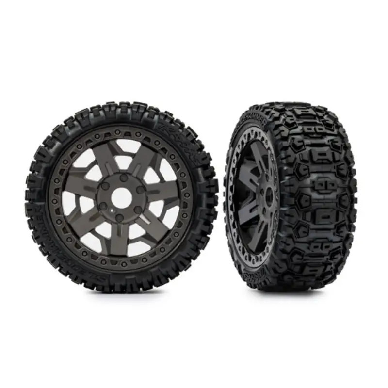 TRAXXAS TIRES & WHEELS ASSEMBLED GLUED (3.0" GRAY WHEELS SLEDGEHAMMER TIRES FOAM INSERTS) (2) – JATO 4X4 9073