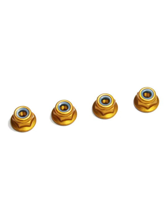 KYOSHO NYLON LOCK FLANGED STEEL NUTS GOLD M4X4.5MM (4) 1-N4045FNA-G