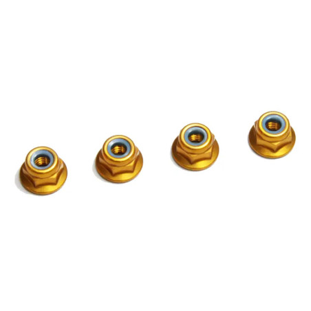 KYOSHO NYLON LOCK FLANGED STEEL NUTS GOLD M4X4.5MM (4) 1-N4045FNA-G