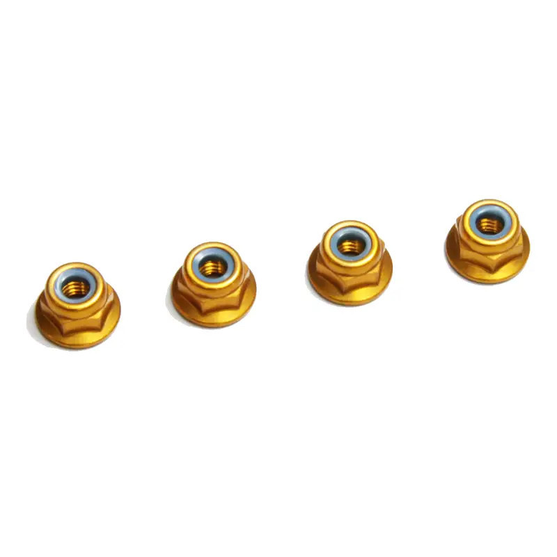 KYOSHO NYLON LOCK FLANGED STEEL NUTS GOLD M4X4.5MM (4) 1-N4045FNA-G