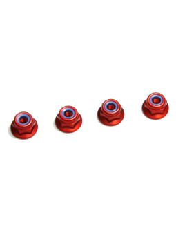 KYOSHO NYLON LOCK FLANGED STEEL NUTS RED M4X4.5MM (4) 1-N4045FNA-R