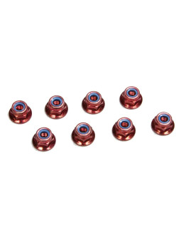 KYOSHO NYLON LOCK FLANGED STEEL NUTS RED M4X5.6MM (8) 1-N4056FN-R