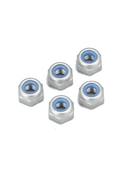 KYOSHO ALU NYLON LOCK NUTS SILVER M3X3.3MM (5) 1-N3033NA-S