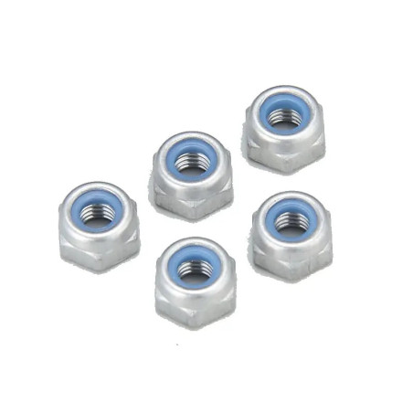 KYOSHO ALU NYLON LOCK NUTS SILVER M3X3.3MM (5) 1-N3033NA-S