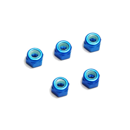 KYOSHO ALU NYLON LOCK NUTS BLUE M3X4.3MM (5) 1-N3033NA-B