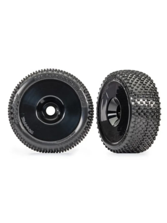 TRAXXAS TIRES & WHEELS ASSEMBLED GLUED BLACK DISHED 3.0" WHEELS RESPONSE PRO 3.0" TIRES (2) 9074-BLK