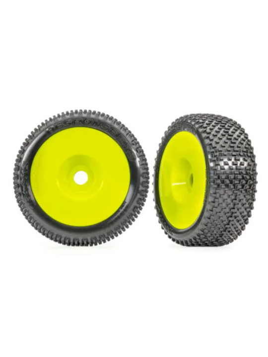 TRAXXAS TIRES & WHEELS ASSEMBLED GLUED YELLOW DISHED 3.0" WHEELS RESPONSE PRO 3.0" TIRES (2) 9074-YLW